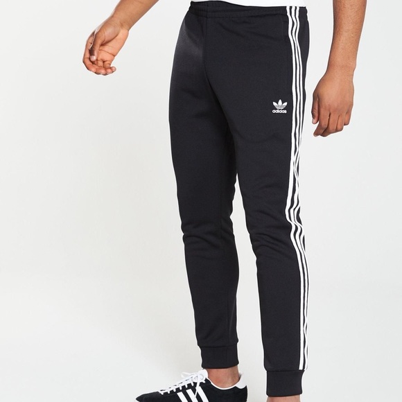 NWT ADIDAS Black-White Cuffed Men/'s Track Pocket Pants Small sweatpants jogger